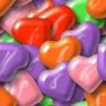 background: Heartshaped candies