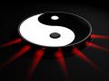 background: Ying Yang with Bursting Red Light