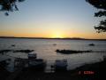 background: Sunset on Sebago Lake. Standish Maine